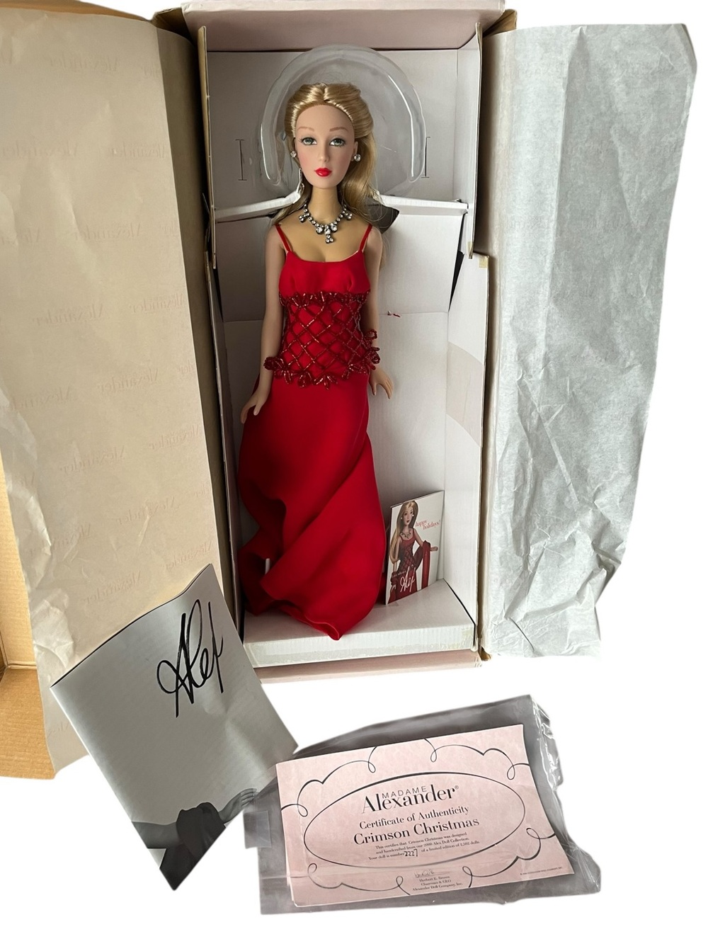 Madame Alexander "Crimson Christmas" Doll in Red Evening Gown with Shawl - Picture 3 of 15
